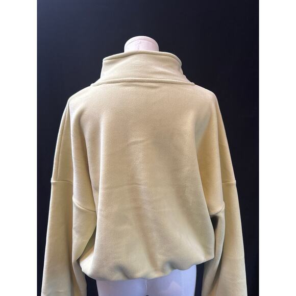 Oversized Pale Yellow Zip-Up Hoodie With High Neck & Long Sleeves - Picture 3 of 3